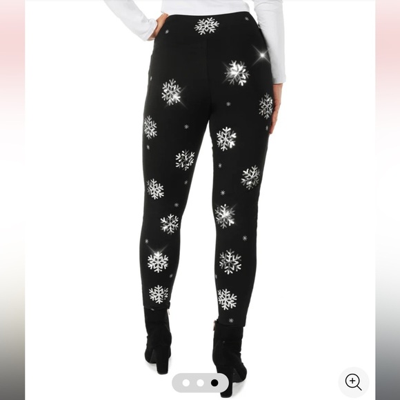 NWOT TIPSY ELVES- SEQUINED SNOWFLAKE HIGH WAISTED LEGGINGS SIZE MEDIUM - Picture 3 of 3